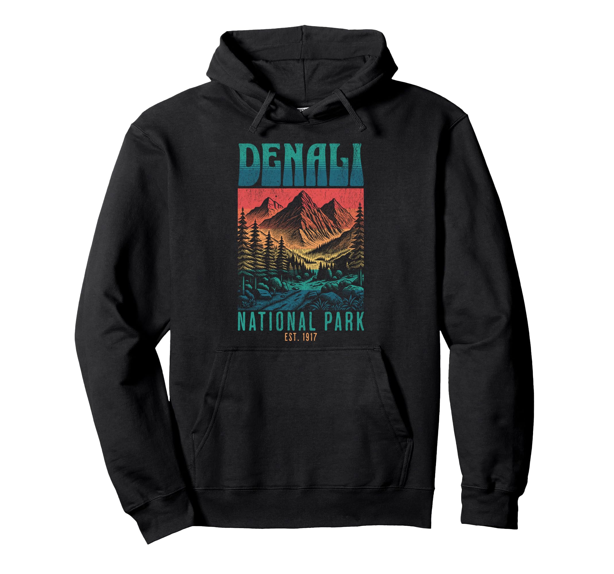 Denali National Park Mountains Hiking Hoodie - Trendy Graphic for Adults - T-Shirt, Sweatshirt, Hoodie
