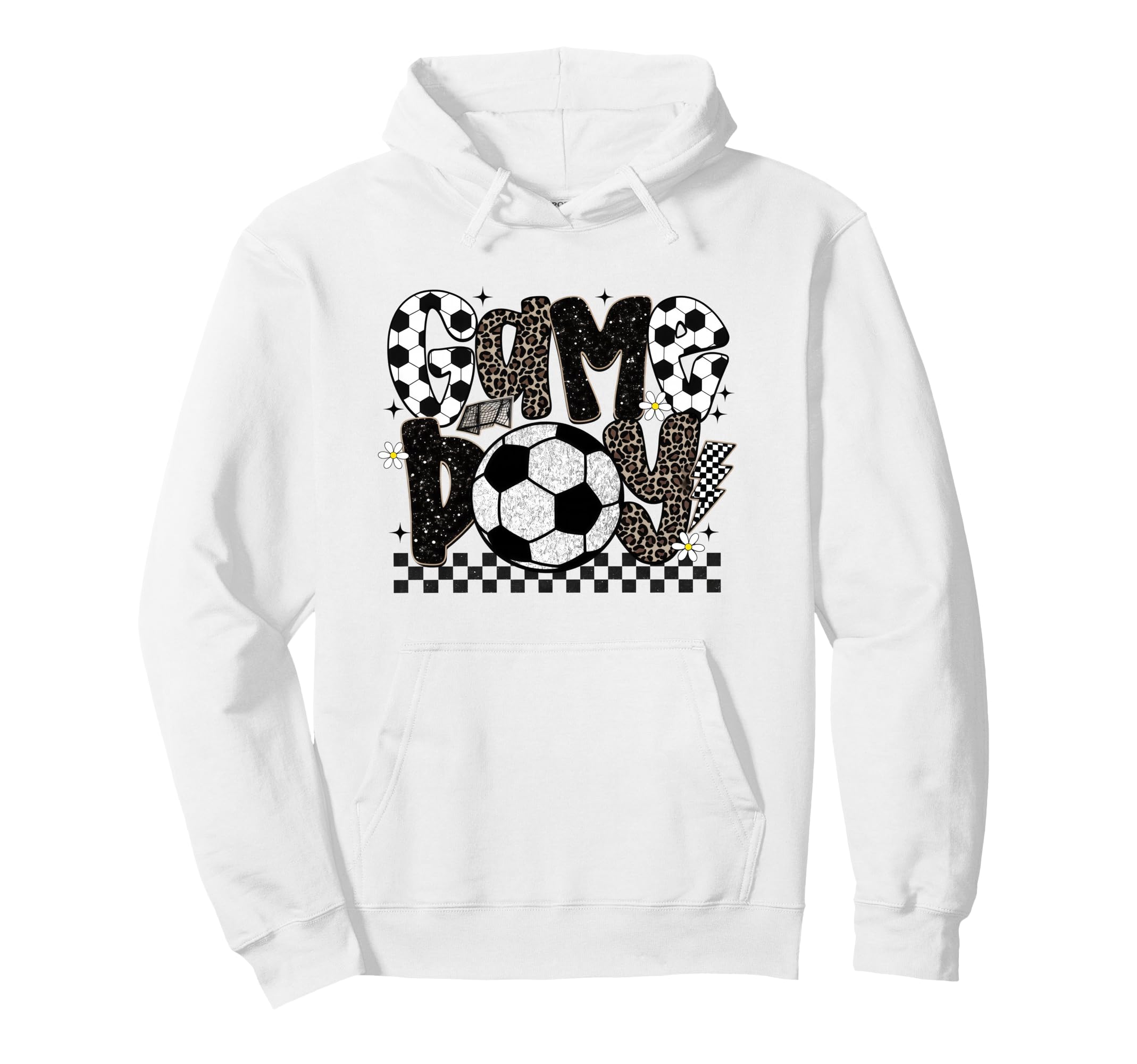 Checkered Soccer Game Day Leopard Soccer Hoodie - Minimalist Print Unisex - T-Shirt, Sweatshirt, Hoodie