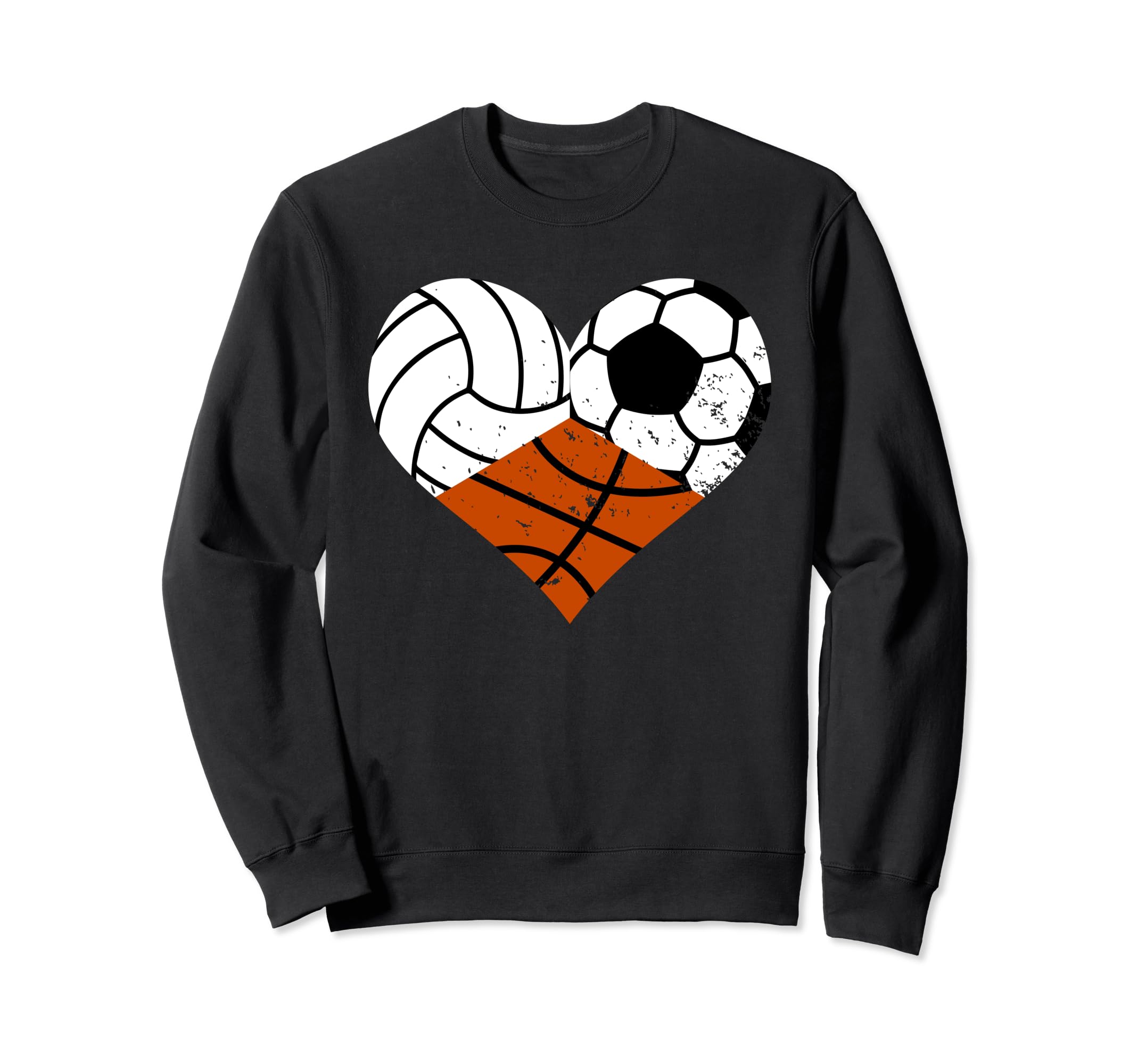 Volleyball Soccer Basketball Heart Sweatshirt - Graphic Print for Adults - T-Shirt, Sweatshirt, Hoodie