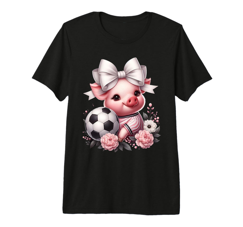 Pig White Coquette Bow Soccer Pig T-Shirt - Aesthetic Graphic Men Women - T-Shirt, Sweatshirt, Hoodie