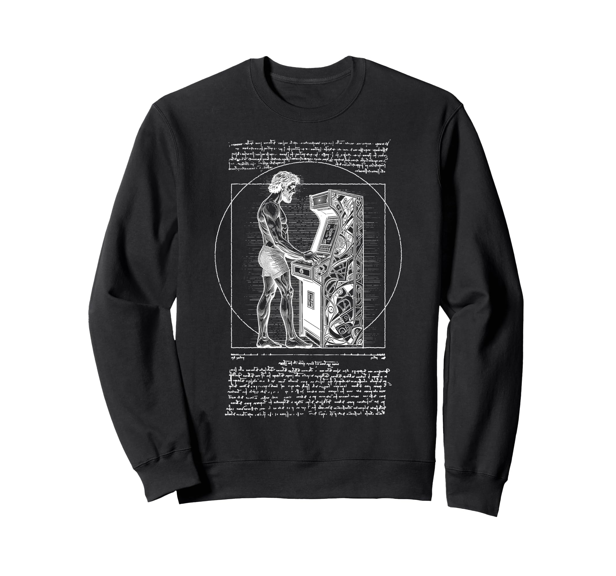 Arcade Gamer Vitruvian Leonardo Sweatshirt - Minimalist Print for Adults - T-Shirt, Sweatshirt, Hoodie