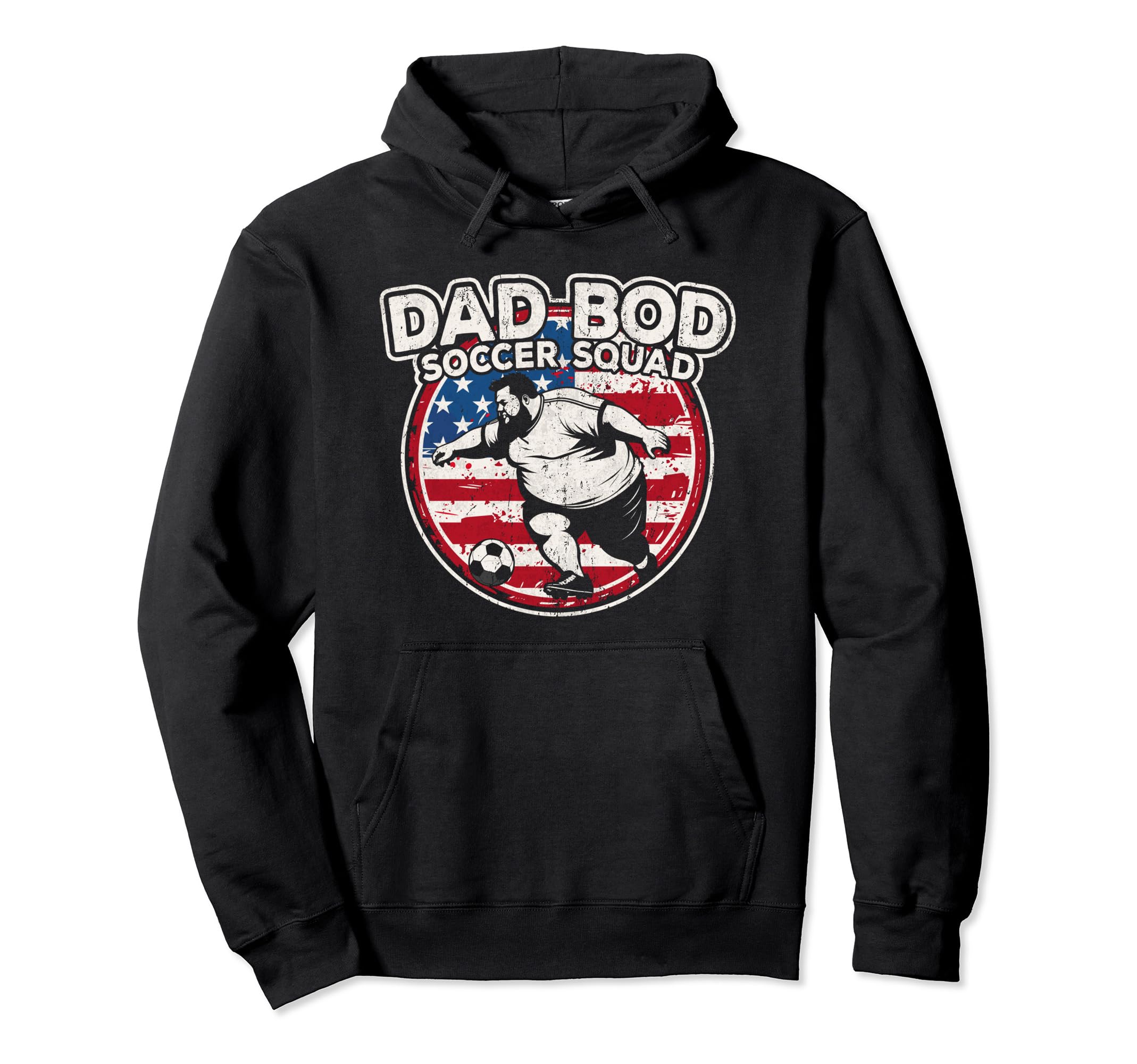 Dad Bod Soccer Squad Soccer Dad Us Flag Hoodie - Trendy Graphic for Adults - T-Shirt, Sweatshirt, Hoodie