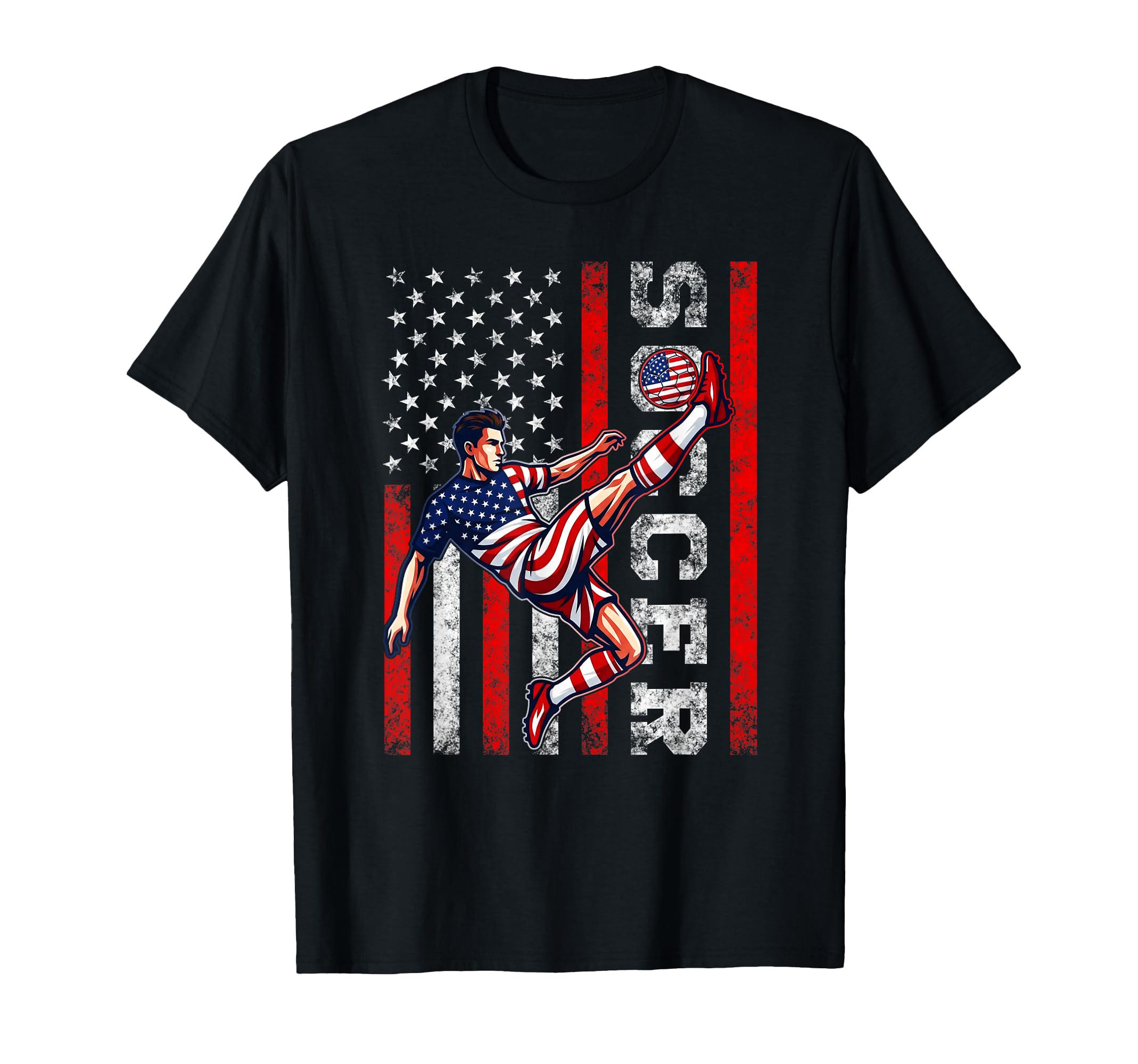 Patriotic Soccer Player American T-Shirt - Custom Art Print for Adults - T-Shirt, Sweatshirt, Hoodie
