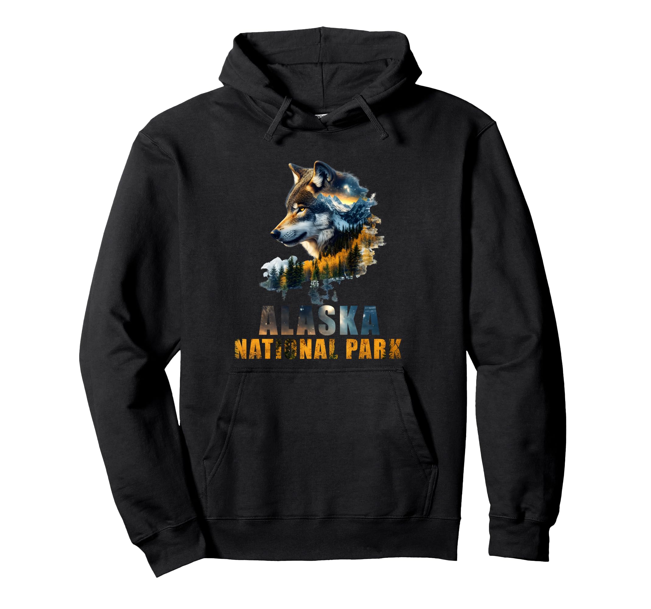 Alaska National Park Alaskan Wolf Hoodie - Casual Everyday Wear Men Women - T-Shirt, Sweatshirt, Hoodie