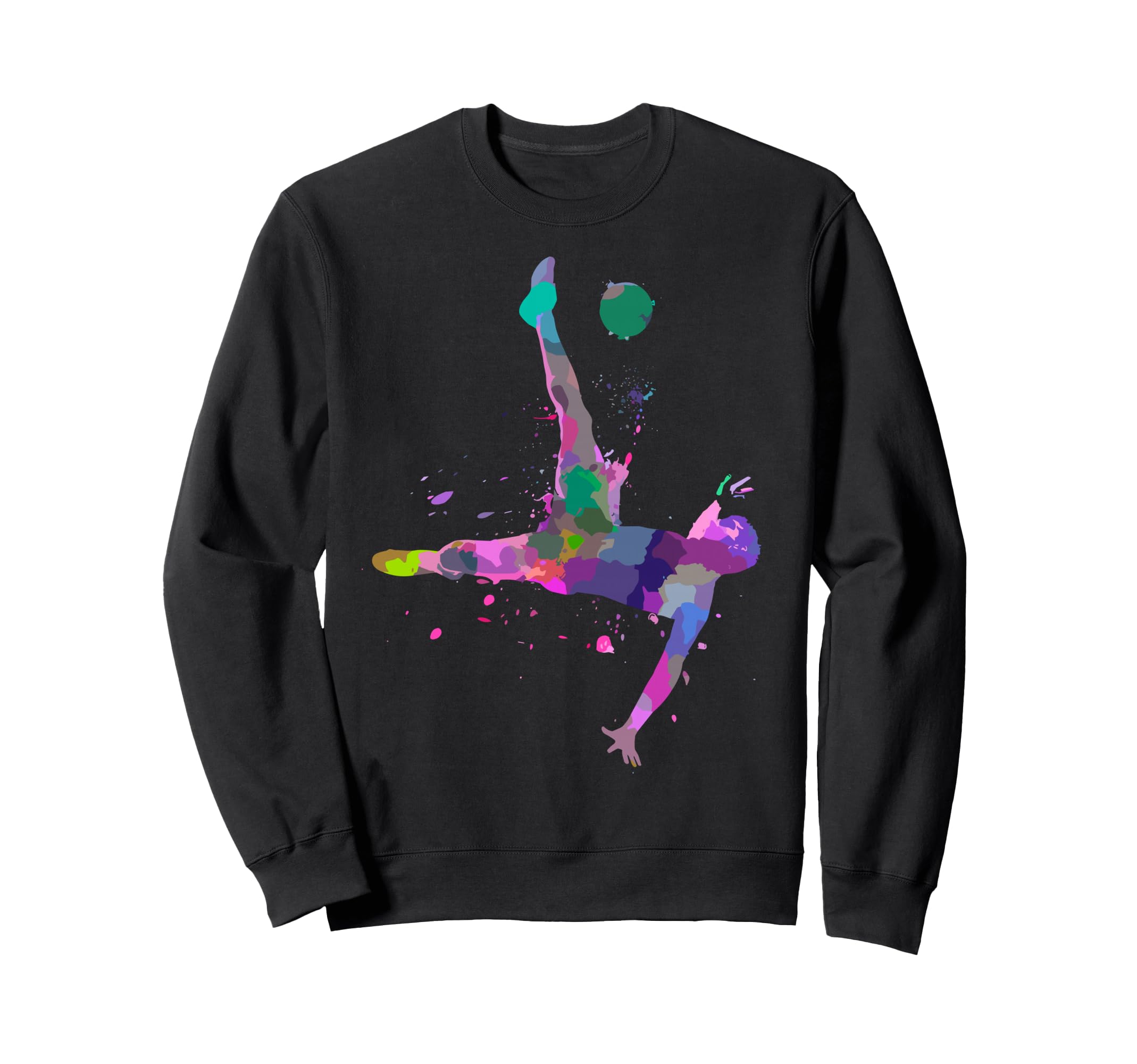 Colorful Soccer Bicycle Kick Splash Sweatshirt - Graphic Print Men Women - T-Shirt, Sweatshirt, Hoodie