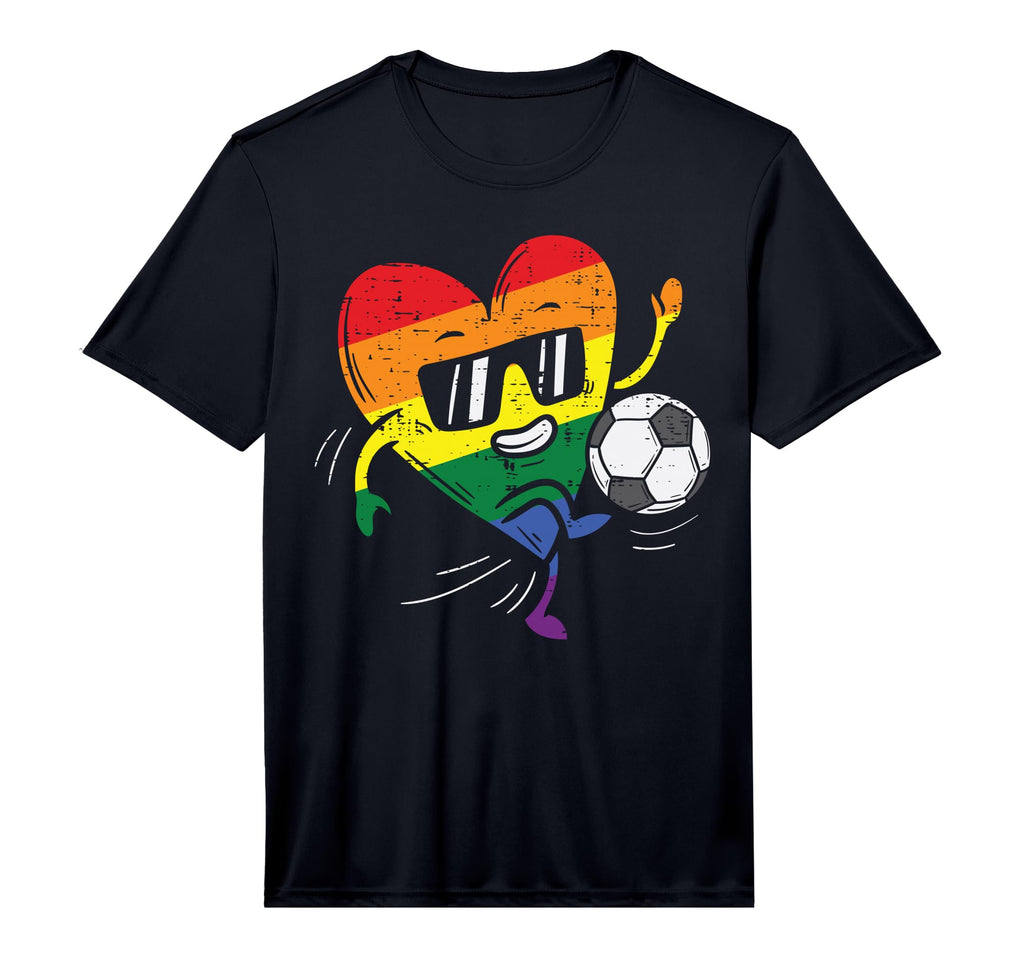 Rainbow Flag Heart Soccer Gay Pride T-Shirt - Unique Graphic Men Women - T-Shirt, Sweatshirt, Hoodie