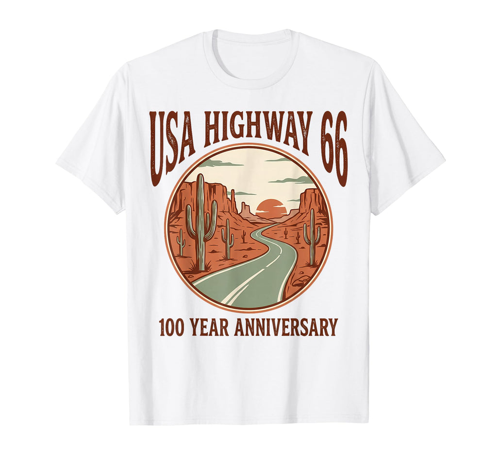 Usa Highway 66 100 Year Anniversary T-Shirt - Minimalist Print for Adults - T-Shirt, Sweatshirt, Hoodie