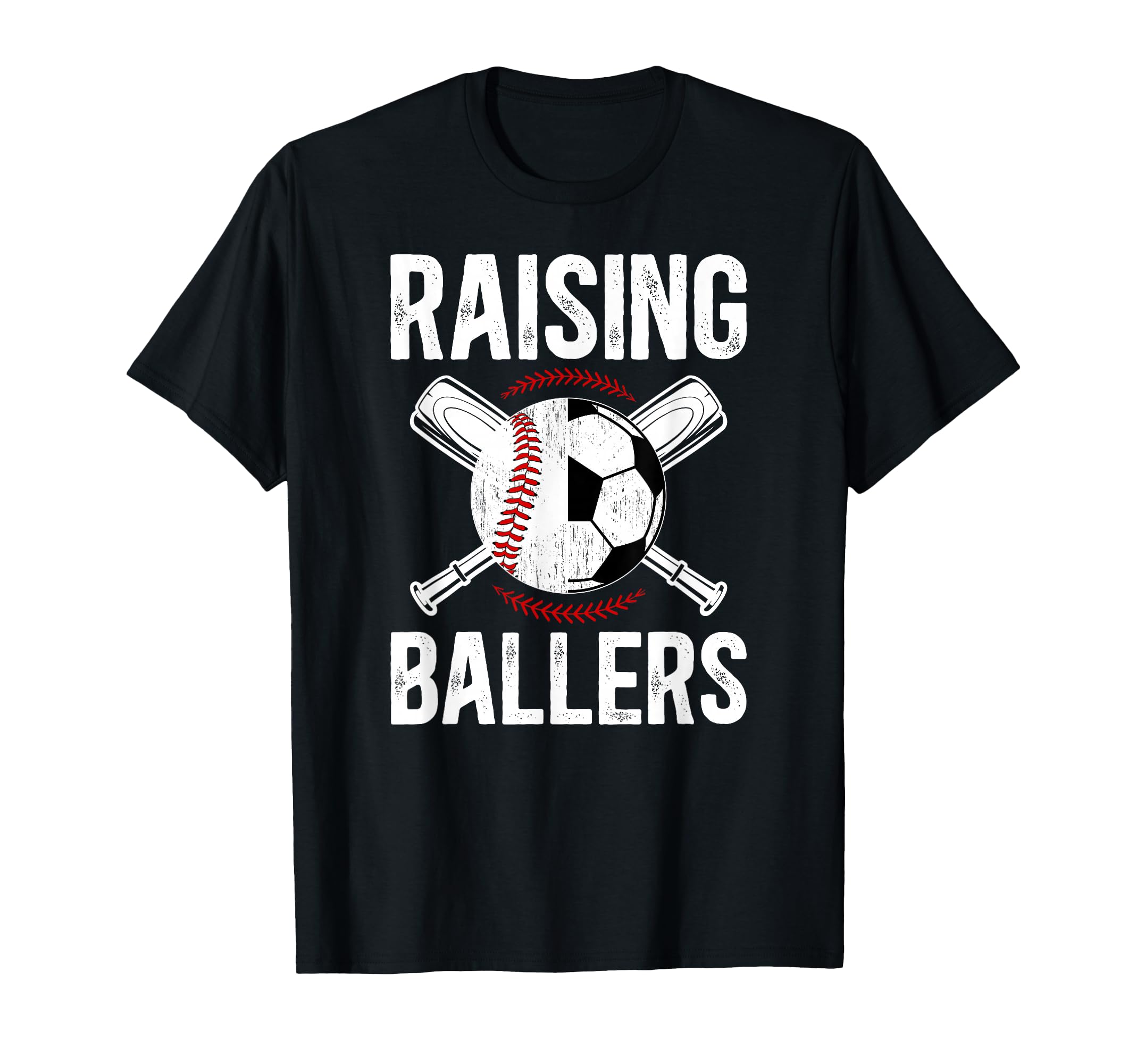 Raising Ballers Soccer Baseball Dad T-Shirt - Custom Art Print for Adults - T-Shirt, Sweatshirt, Hoodie