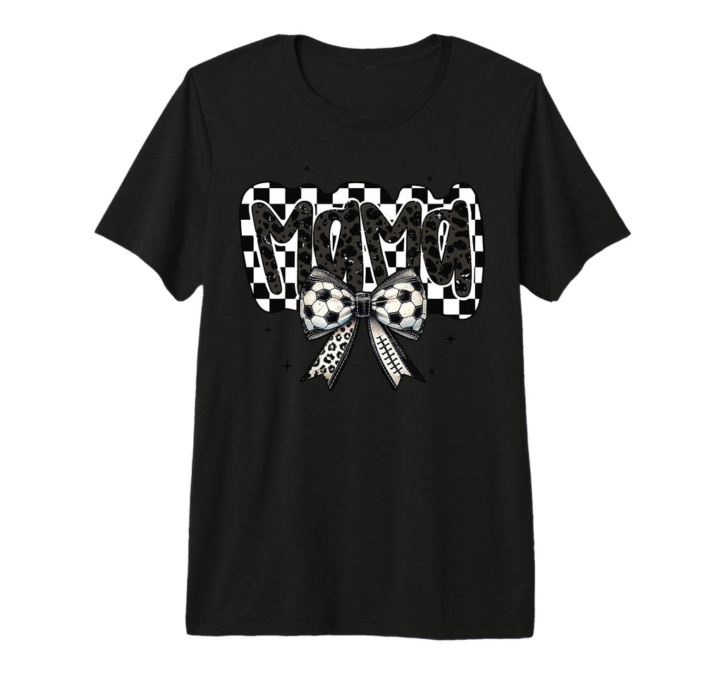 Mama Coquette Bow Game Day Soccer Cheer T-Shirt - Custom Art Print Unisex - T-Shirt, Sweatshirt, Hoodie