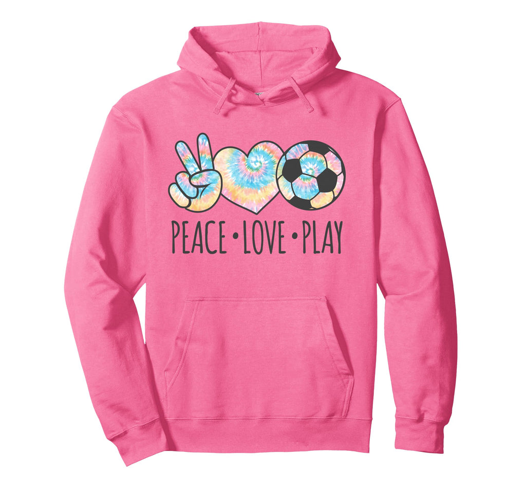 Tie Dye Soccer Teen Peace Love Play Hoodie - Unique Graphic for Adults - T-Shirt, Sweatshirt, Hoodie
