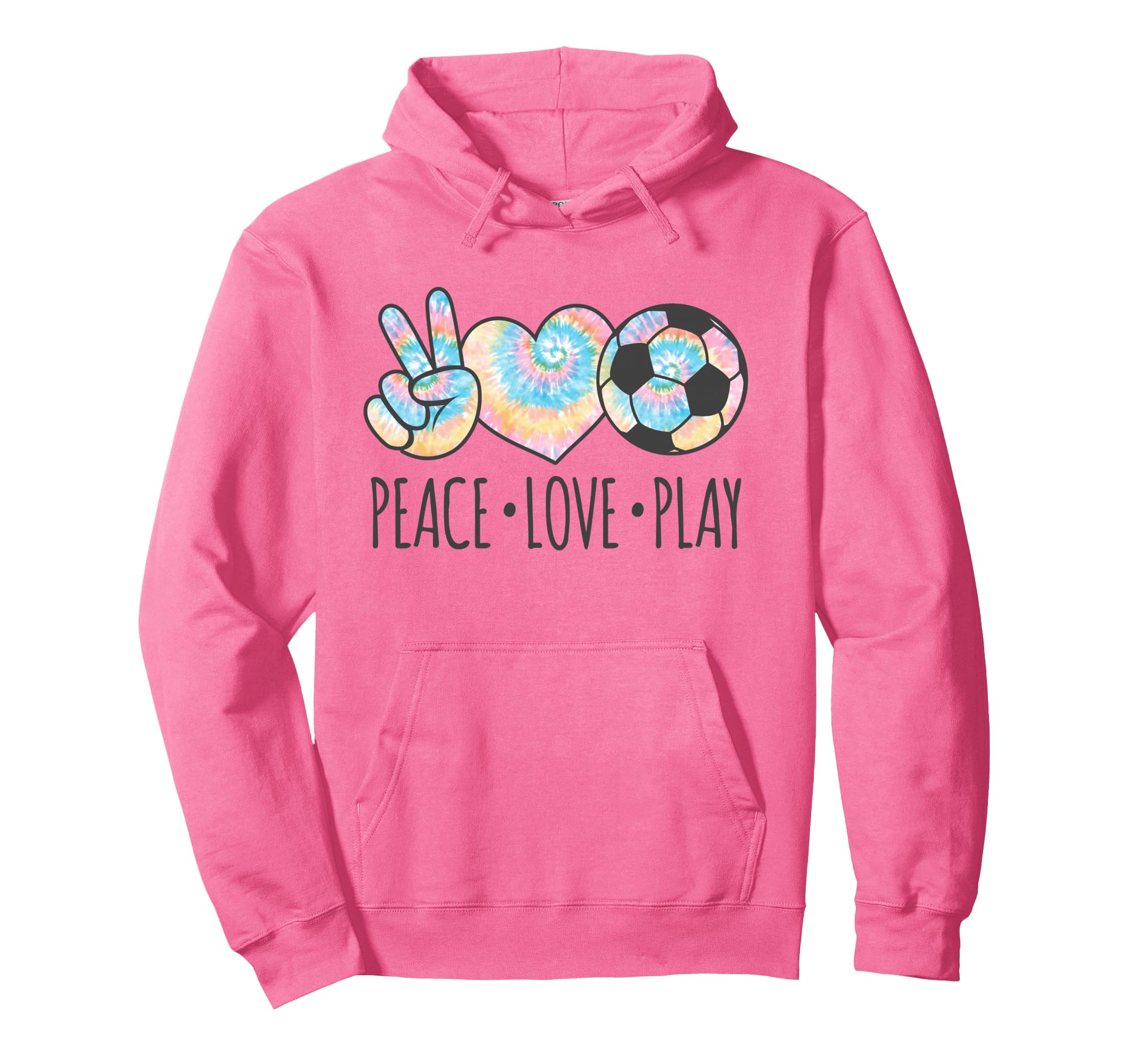 Tie Dye Soccer Teen Peace Love Play Hoodie - Novelty Apparel Unisex - T-Shirt, Sweatshirt, Hoodie