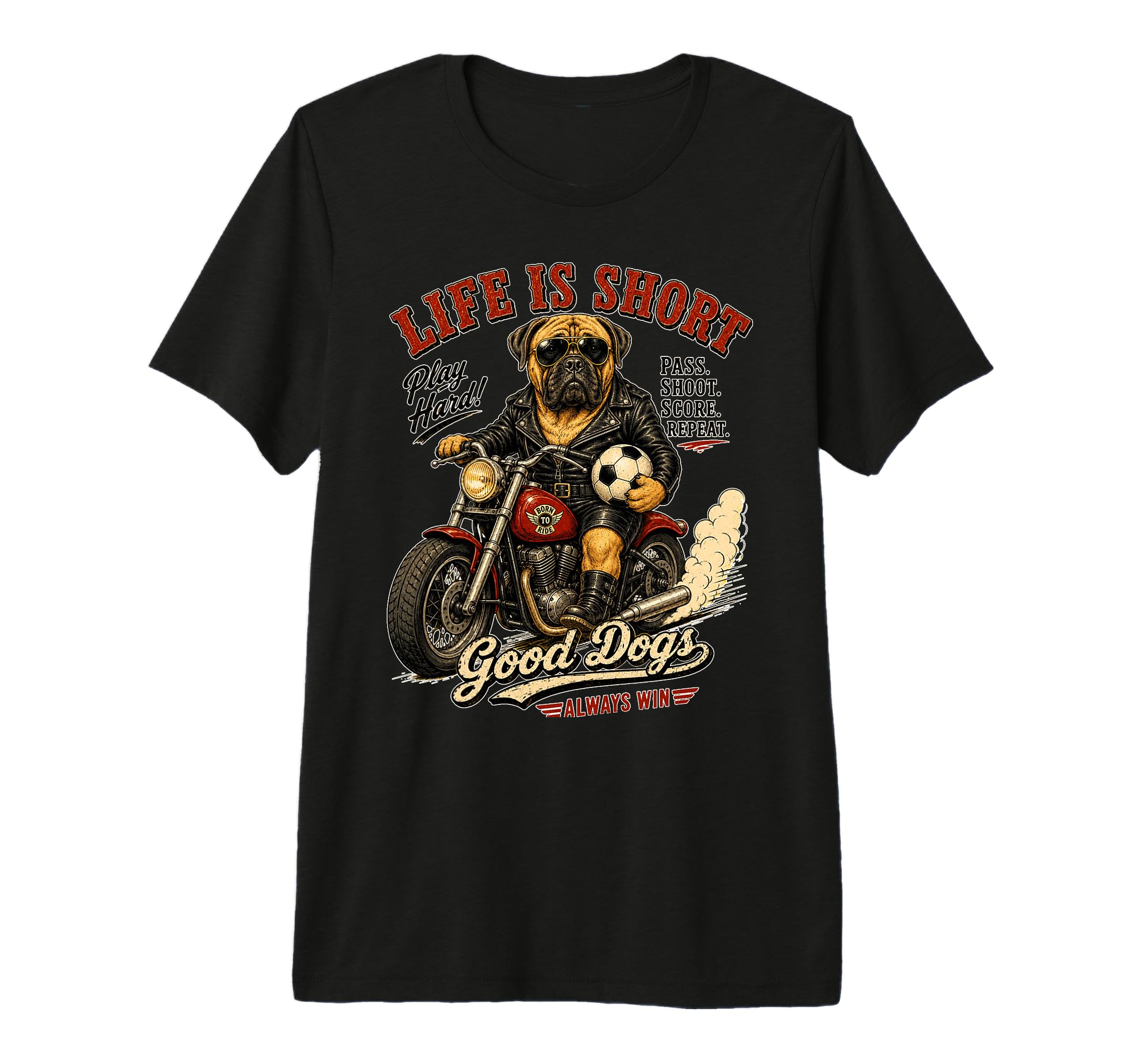 Mastiff Motorbike Love Footbal T-Shirt - Aesthetic Graphic Men Women - T-Shirt, Sweatshirt, Hoodie