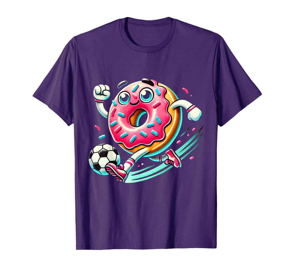 Funny Donut Playing Soccer Food Champ T-Shirt - Graphic Print Men Women - T-Shirt, Sweatshirt, Hoodie