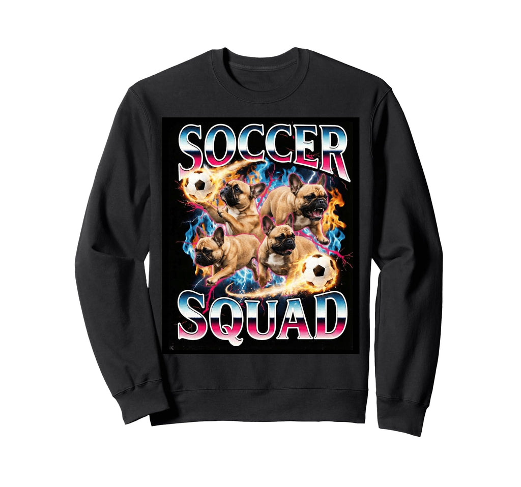 Soccer Squad Funny French Bulldog Sweatshirt - Aesthetic Graphic Men Women - T-Shirt, Sweatshirt, Hoodie