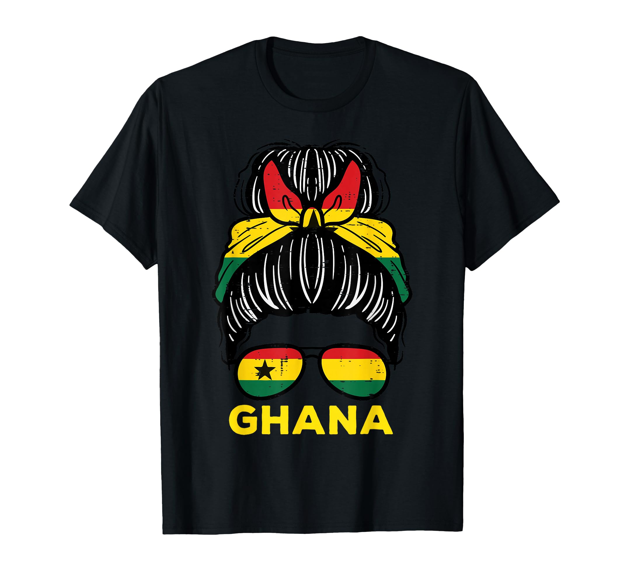 Ghana Flag Ghanaian Hairbun T-Shirt - Fun Novelty Design for Adults - T-Shirt, Sweatshirt, Hoodie