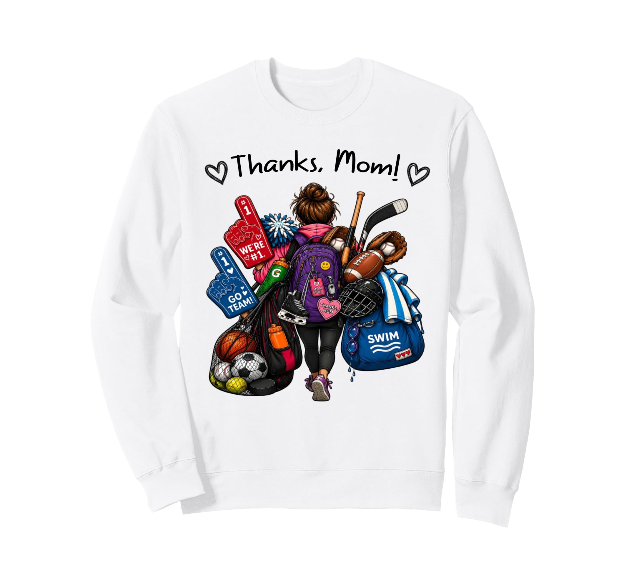 Mothers Day Thanks Mom Soccer Baseball Sweatshirt - Novelty Apparel Unisex - T-Shirt, Sweatshirt, Hoodie