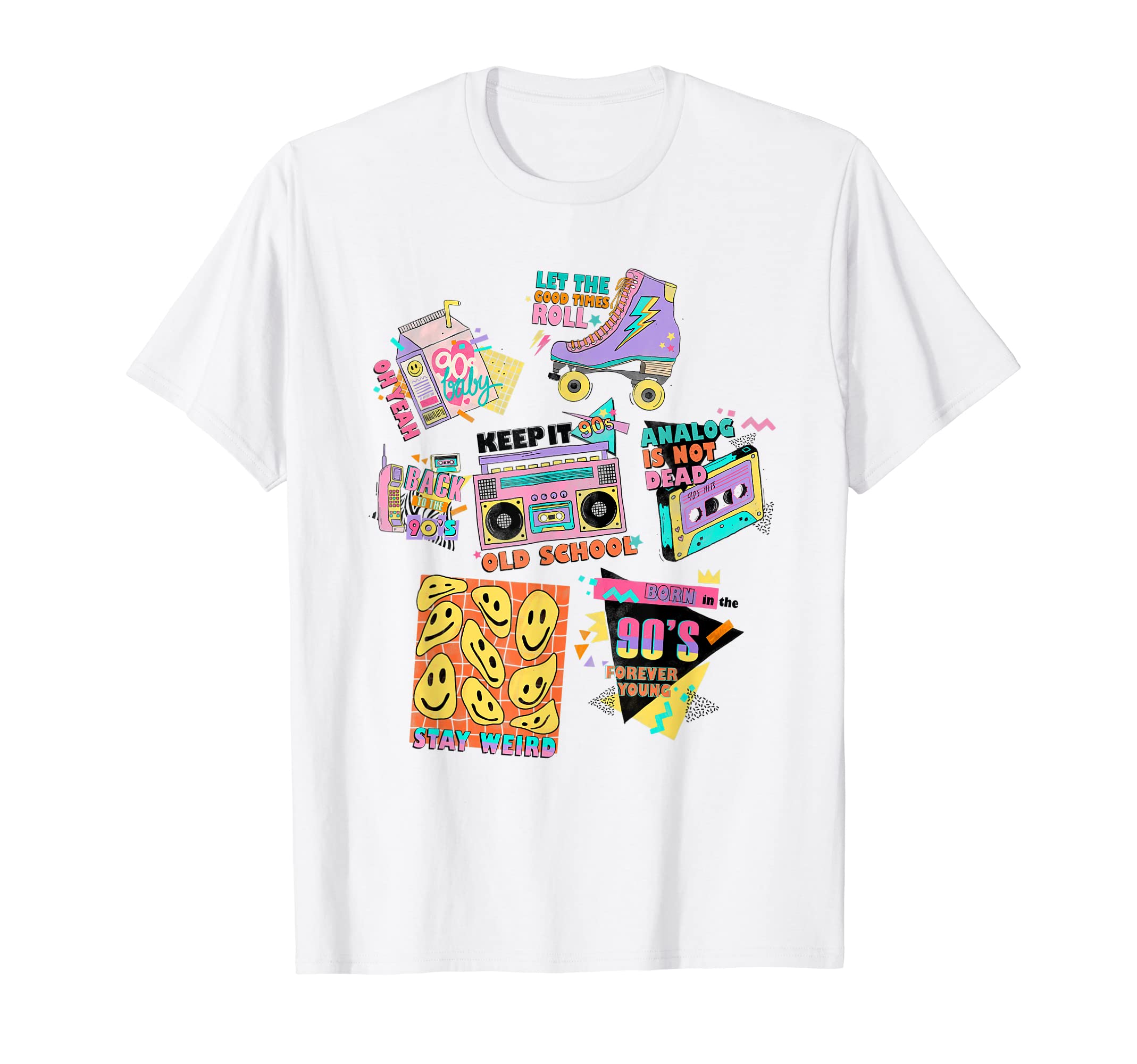 90S Nostalgia Collage Disco Roller T-Shirt - Trendy Graphic for Adults - T-Shirt, Sweatshirt, Hoodie