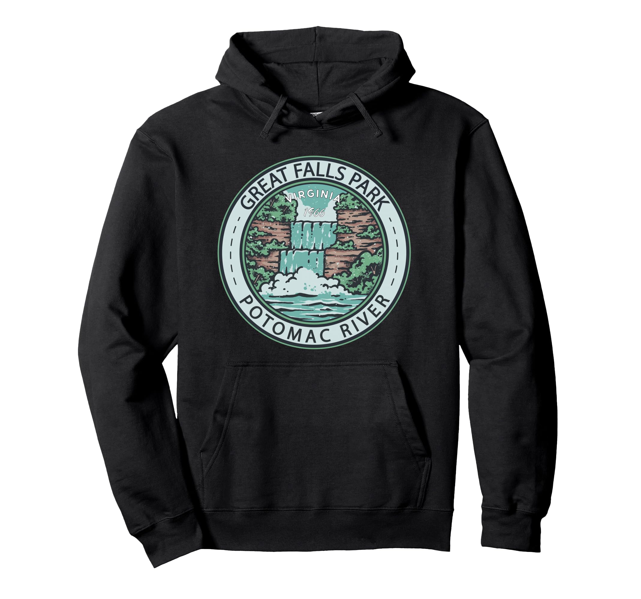 Great Falls Park Virginia Badge Hoodie - Graphic Print Unisex - T-Shirt, Sweatshirt, Hoodie