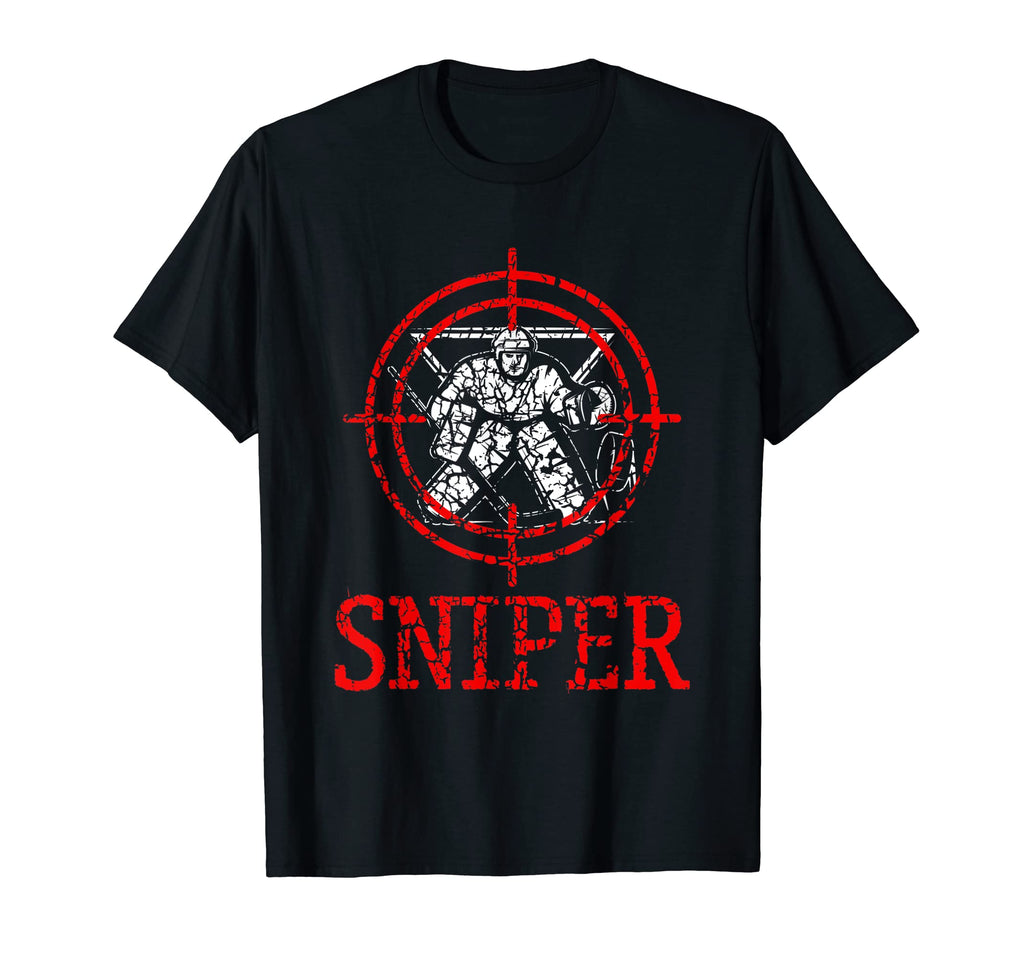 Sniper Ice Hockey Player Ice Hockey T-Shirt - Unique Graphic Unisex - T-Shirt, Sweatshirt, Hoodie