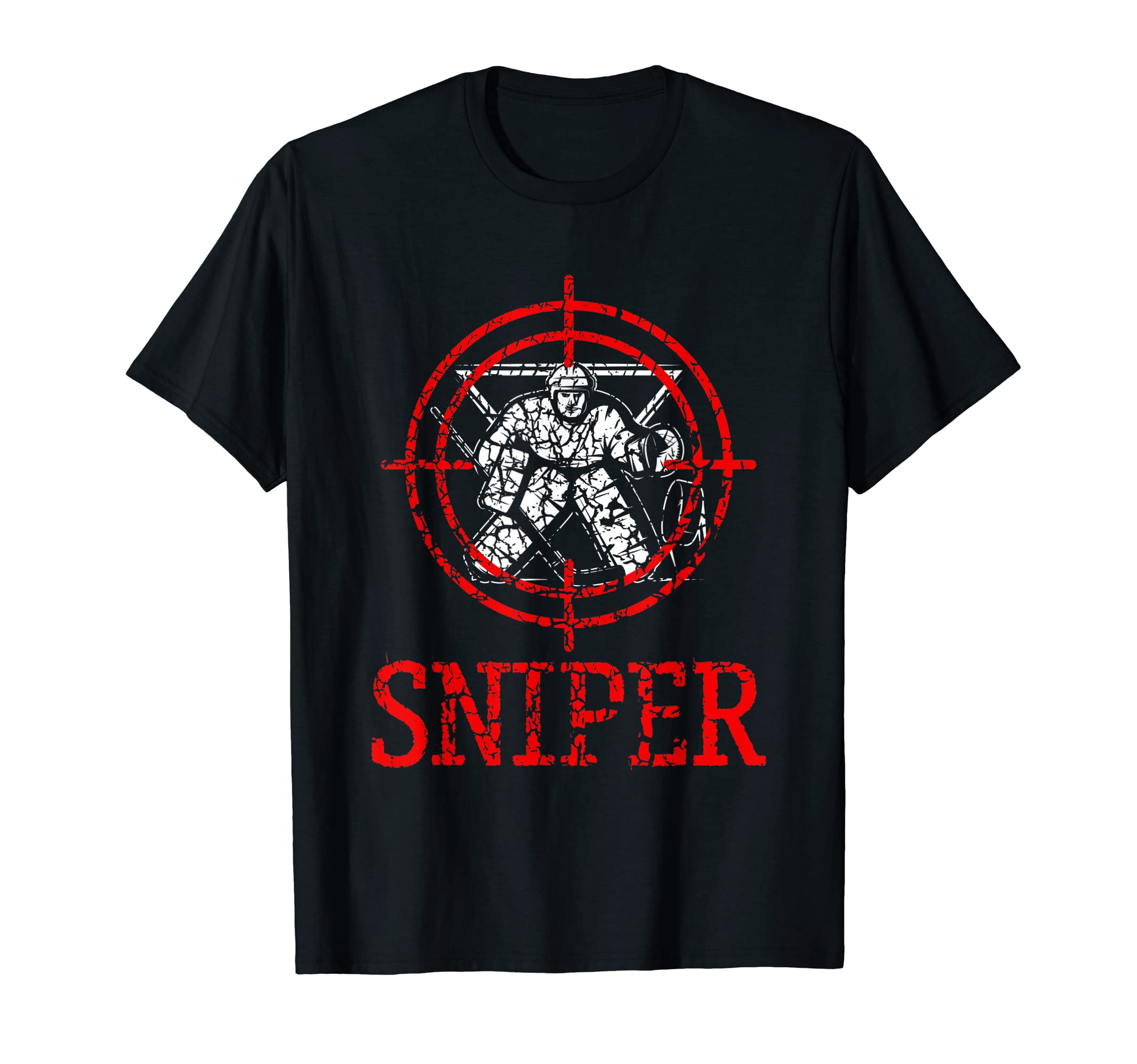 Sniper Ice Hockey Player Ice Hockey T-Shirt - Unique Graphic Unisex - T-Shirt, Sweatshirt, Hoodie