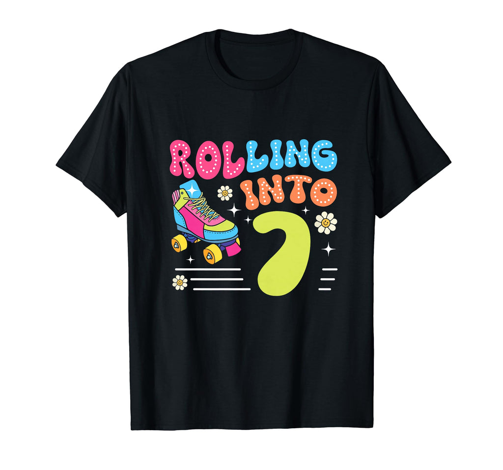 Rolling Into 7 Year Old 7Th Roller T-Shirt - Trendy Graphic for Adults - T-Shirt, Sweatshirt, Hoodie