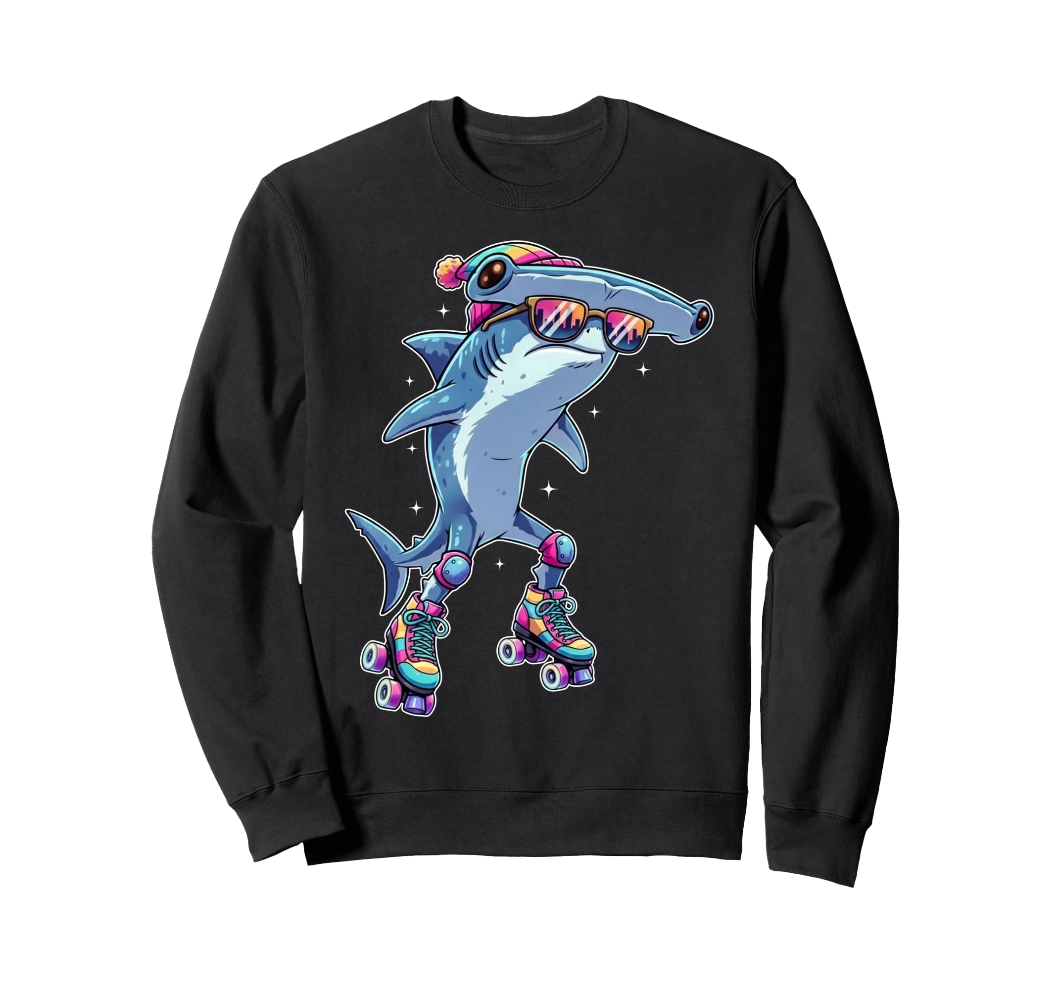 Funny Hammerhead Shark Roller Skates Sweatshirt - Unique Graphic Men Women - T-Shirt, Sweatshirt, Hoodie