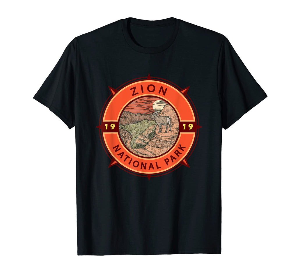Zion National Park Bighorn Sheep Compass T-Shirt - Graphic Print Unisex - T-Shirt, Sweatshirt, Hoodie