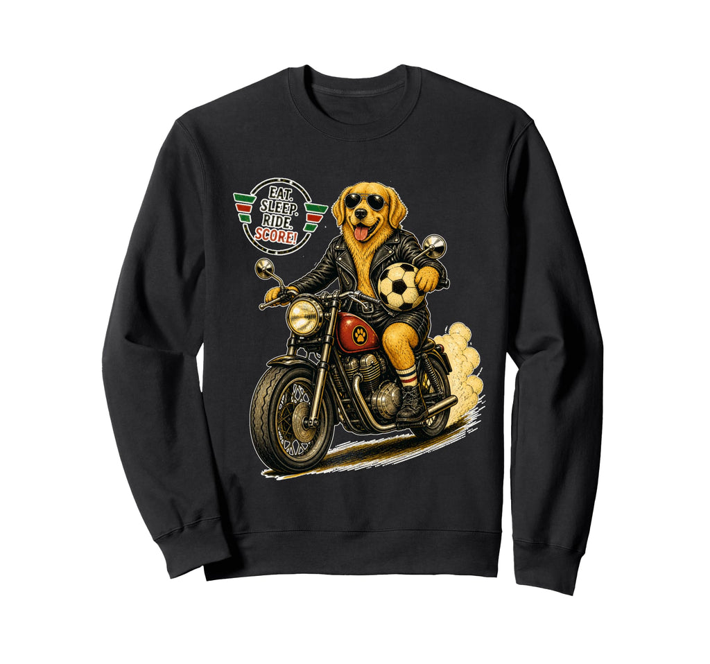 Golden Retriever Ride Motorbike Love Sweatshirt - Aesthetic Graphic Unisex - T-Shirt, Sweatshirt, Hoodie