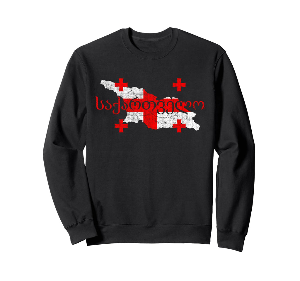Georgia Map And Flags Travel Souvenir Sweatshirt - Custom Art Print Unisex - T-Shirt, Sweatshirt, Hoodie