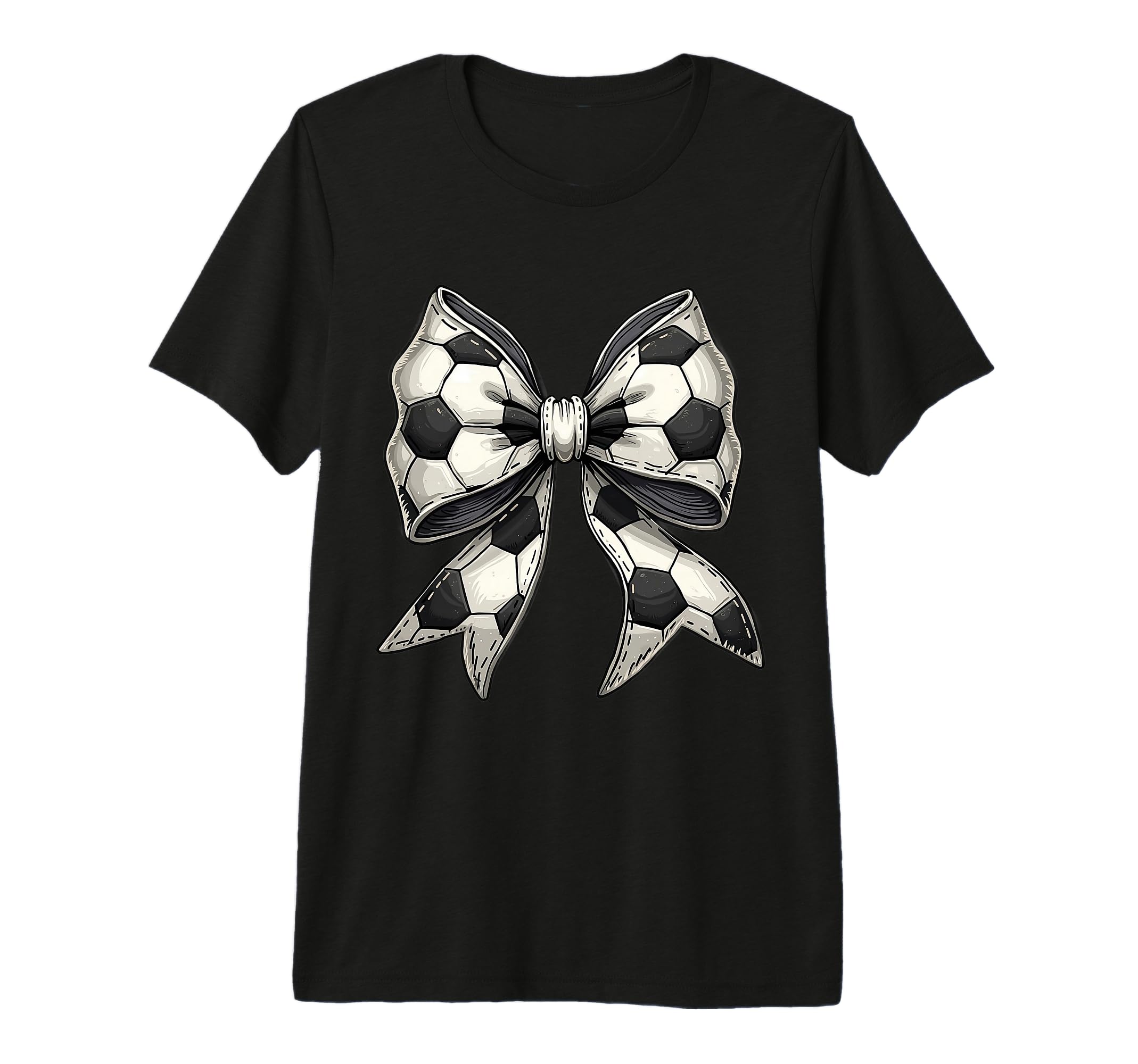 Elegant Soccer Coquette Bow Football T-Shirt - Minimalist Print for Adults - T-Shirt, Sweatshirt, Hoodie