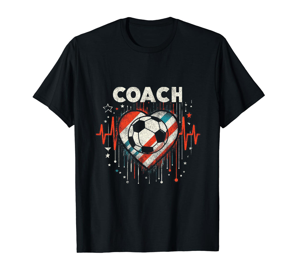 Soccer Coach Training Heart Beat Football T-Shirt - Novelty Apparel Unisex - T-Shirt, Sweatshirt, Hoodie