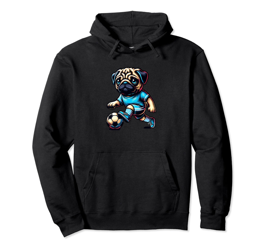 Pug Dog Soccer Champion Fan Ball Hoodie - Custom Art Print Men Women - T-Shirt, Sweatshirt, Hoodie