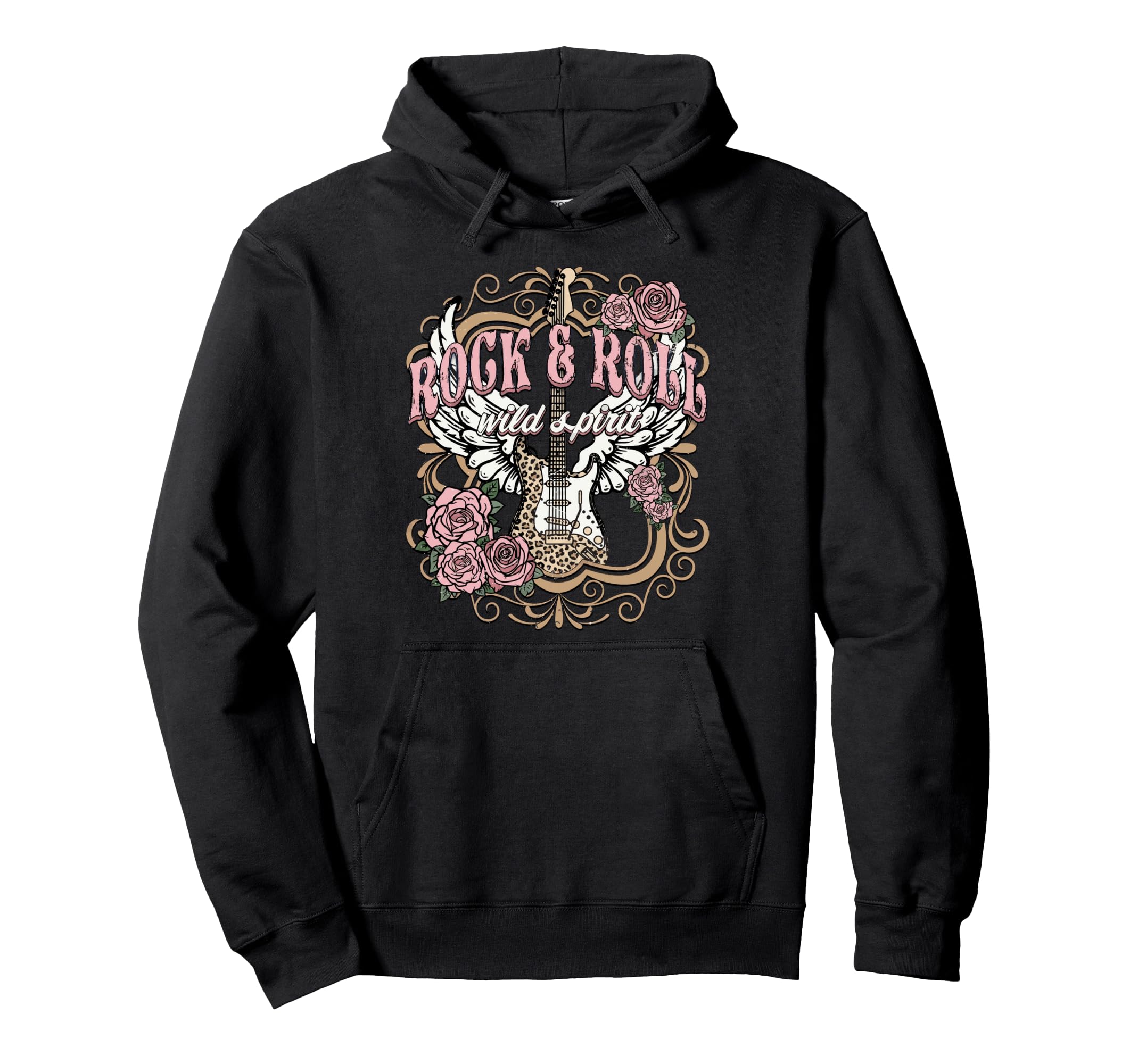 Rock N Roll Wild Spirit Lets Rock Hoodie - Minimalist Print for Adults - T-Shirt, Sweatshirt, Hoodie