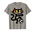 Funny Soccer Cat Cartoon Animal T-Shirt - Casual Everyday Wear Men Women - T-Shirt, Sweatshirt, Hoodie