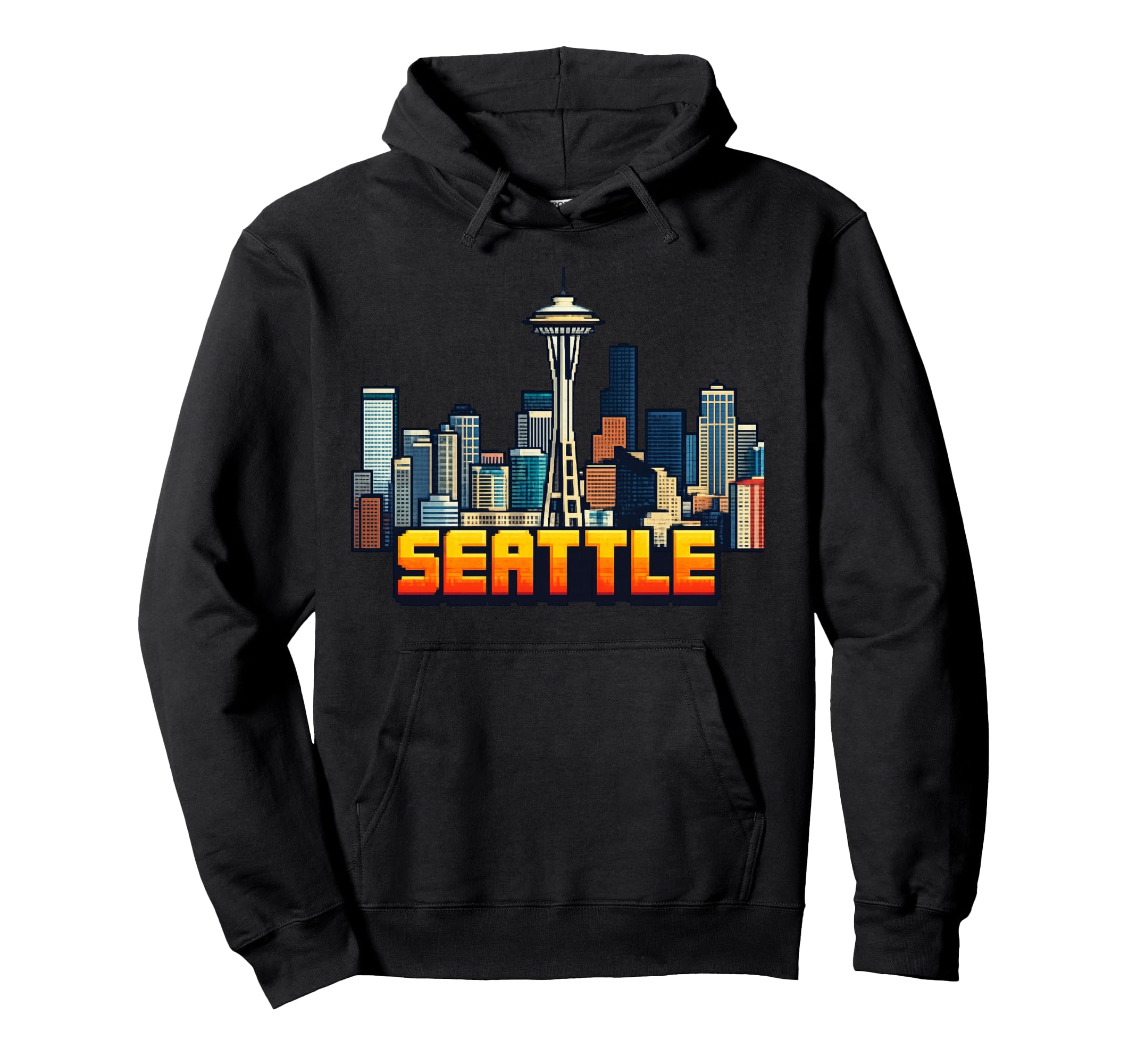 Seattle 8 Bit Video Arcade Gamer Hoodie - Aesthetic Graphic for Adults - T-Shirt, Sweatshirt, Hoodie