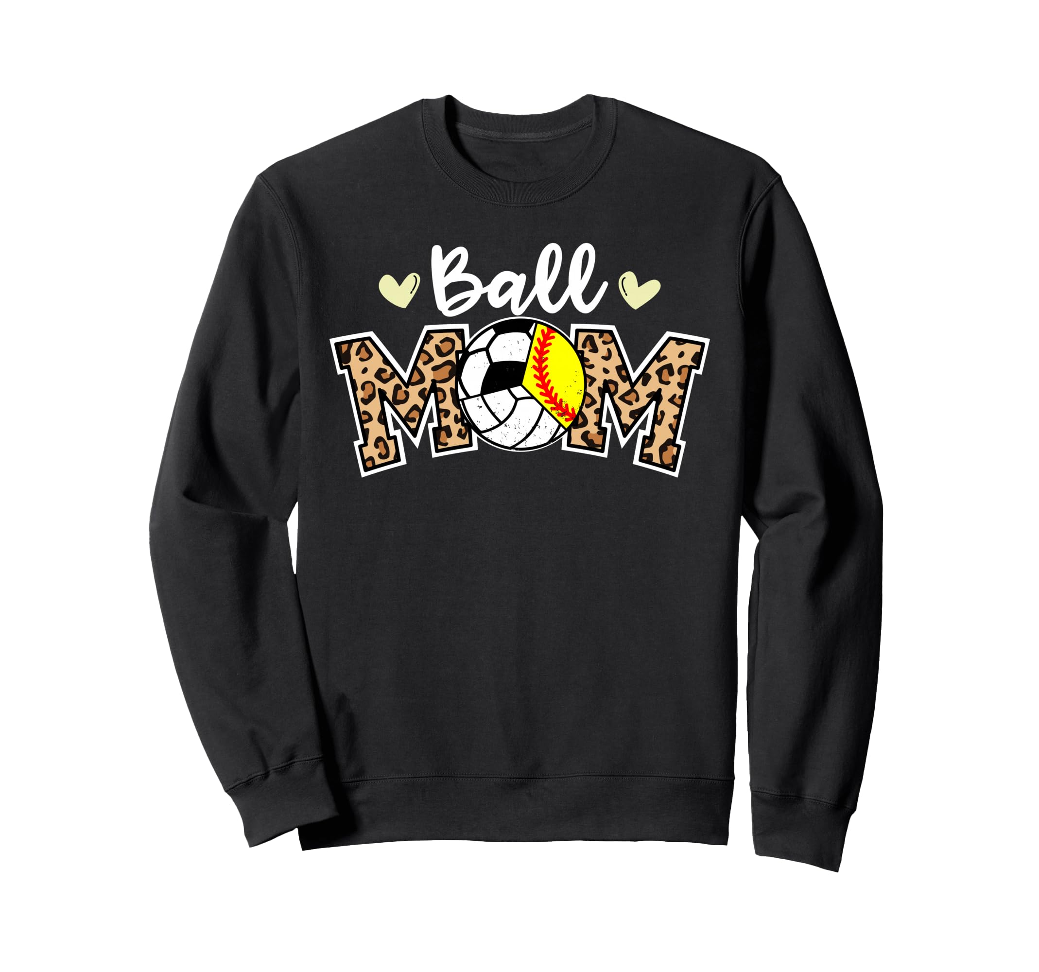 Ball Mom Leopard Softball Volleyball Sweatshirt - Graphic Print Men Women - T-Shirt, Sweatshirt, Hoodie