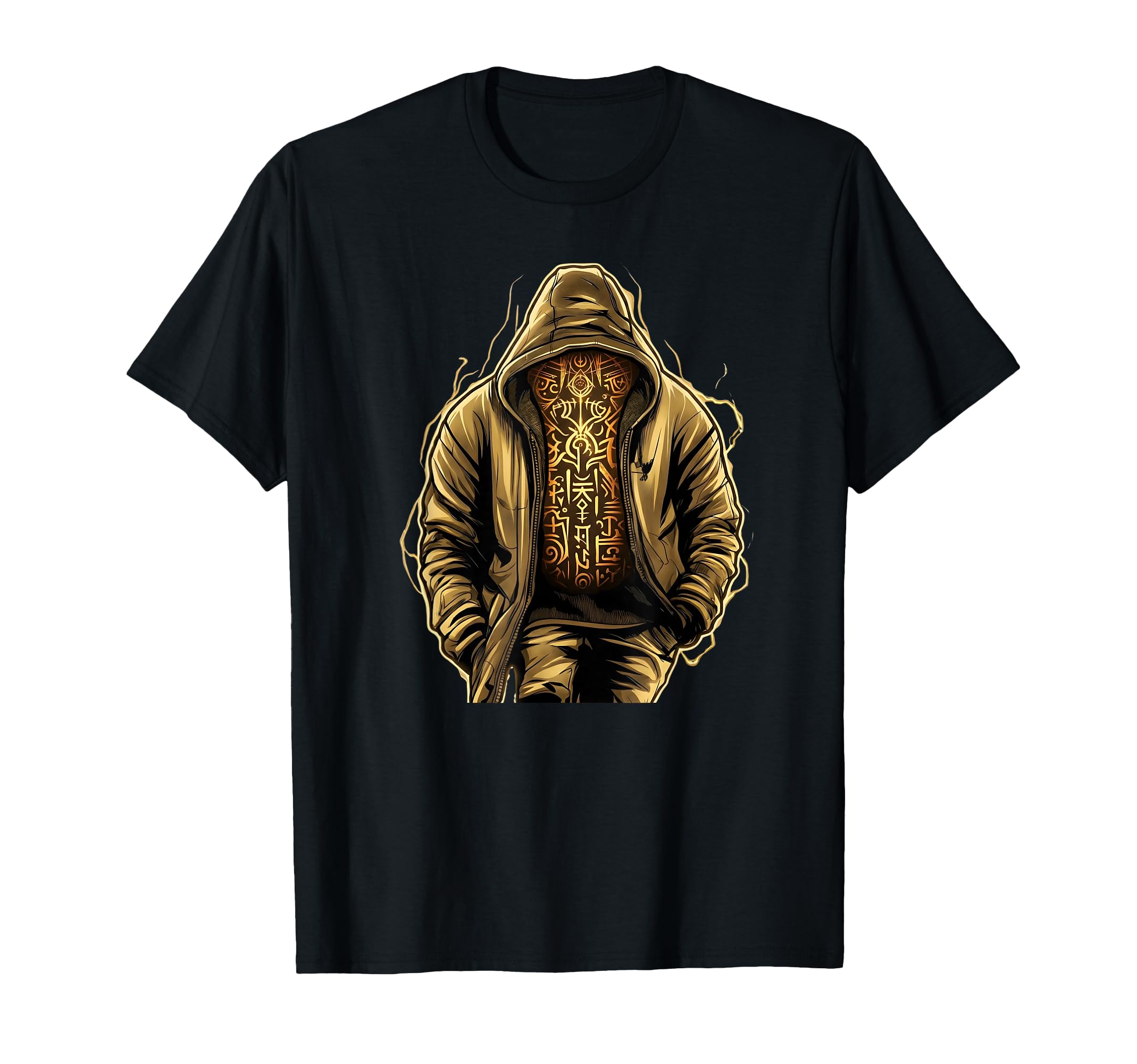 Hip Hop Golden Runes Hoodie - Aesthetic Graphic for Adults - T-Shirt, Sweatshirt, Hoodie