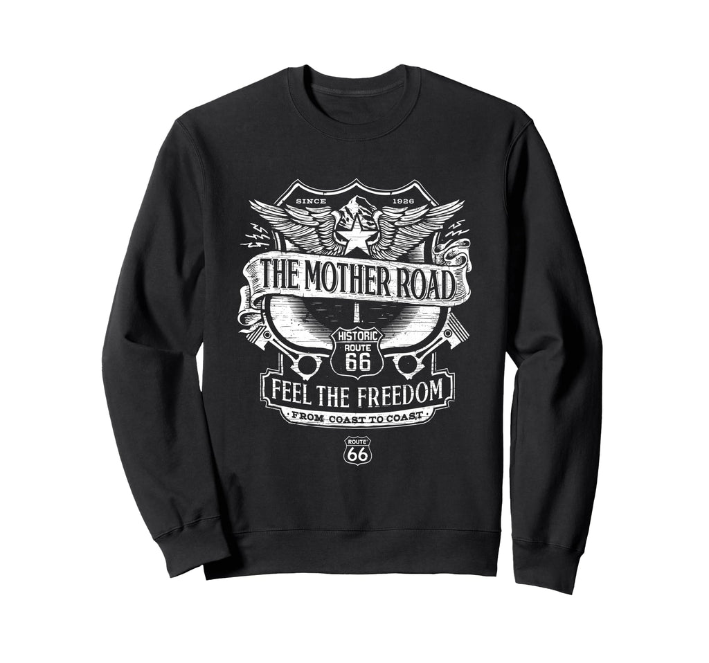 Route 66 Mother Road Crest Sweatshirt - Minimalist Print for Adults - T-Shirt, Sweatshirt, Hoodie