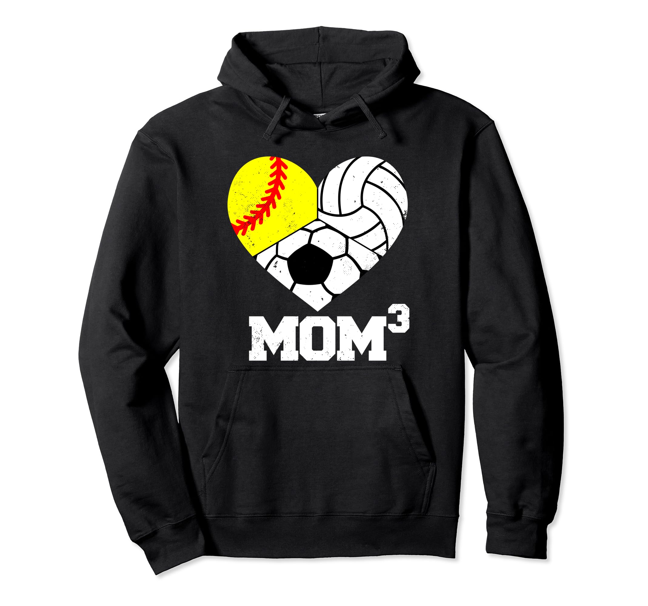 Mom Cubed Mom3 Mom Three Softball Hoodie - Minimalist Print for Adults - T-Shirt, Sweatshirt, Hoodie