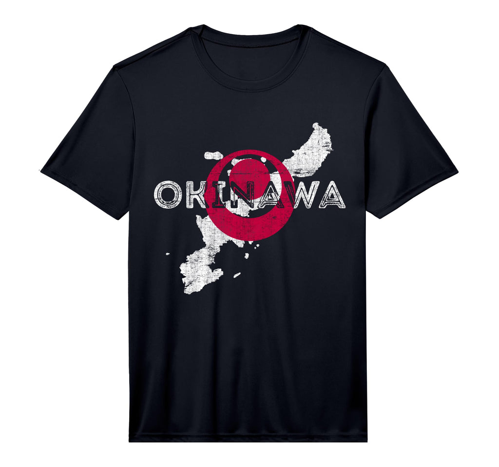 Okinawa Map And Flag Distressed Japan T-Shirt - Trendy Graphic Men Women - T-Shirt, Sweatshirt, Hoodie