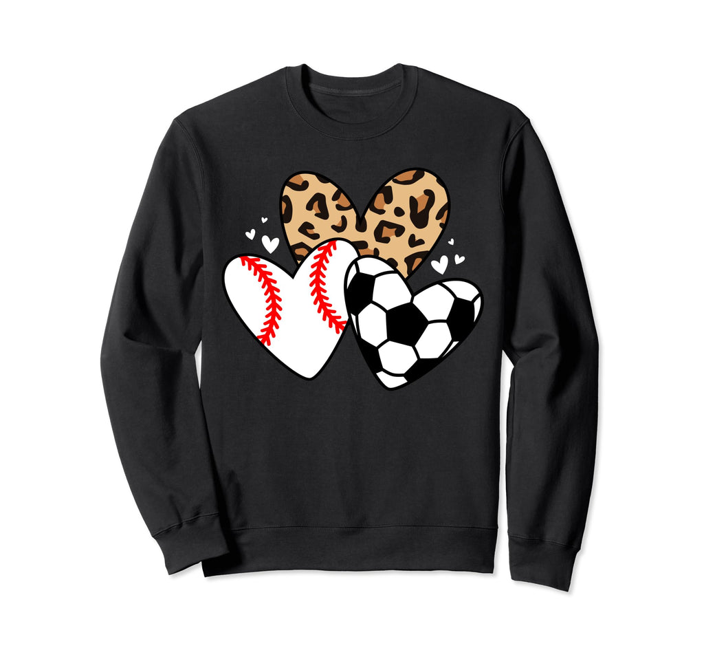 Soccer Baseball Heart Funny Soccer Sweatshirt - Graphic Print Men Women - T-Shirt, Sweatshirt, Hoodie