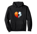 Basketball Soccer Heart Hoodie - Fun Novelty Design Men Women - T-Shirt, Sweatshirt, Hoodie