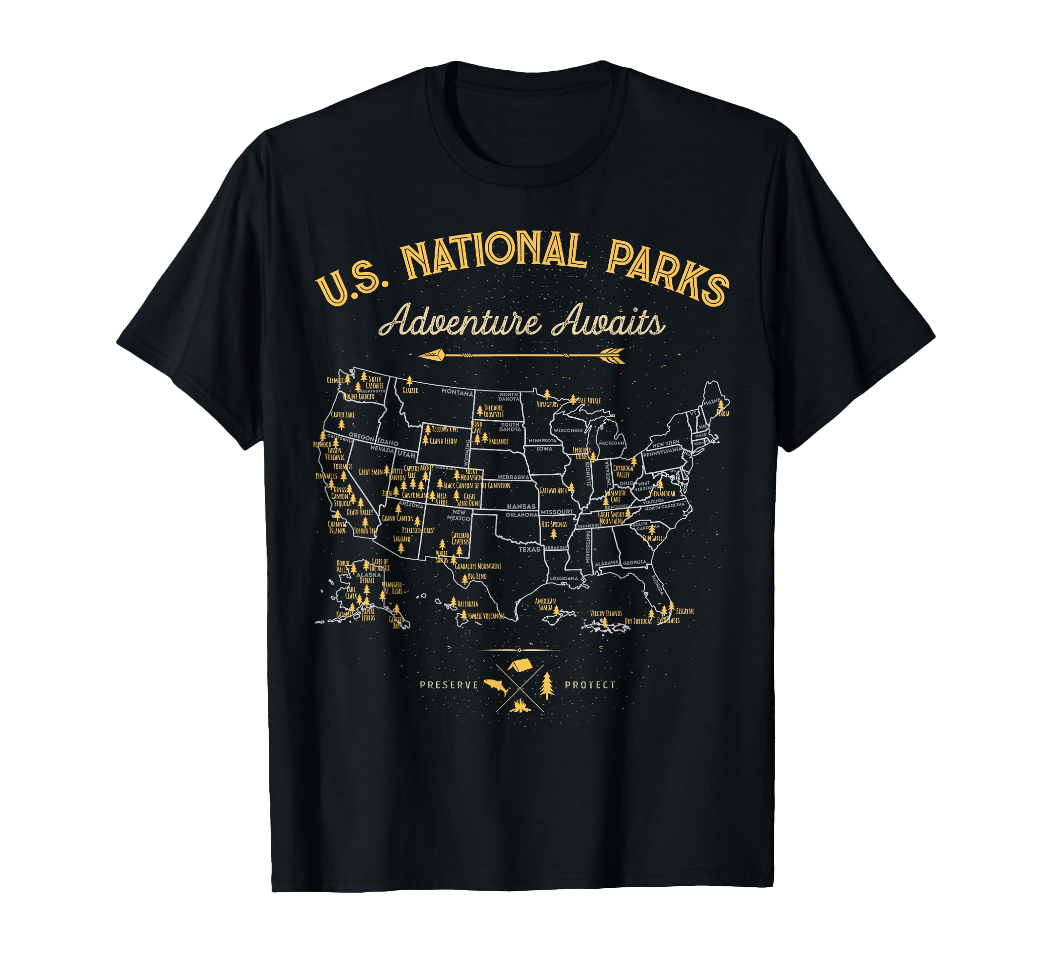62 National Parks Map Gifts Us Park T-Shirt - Fun Novelty Design Unisex - T-Shirt, Sweatshirt, Hoodie