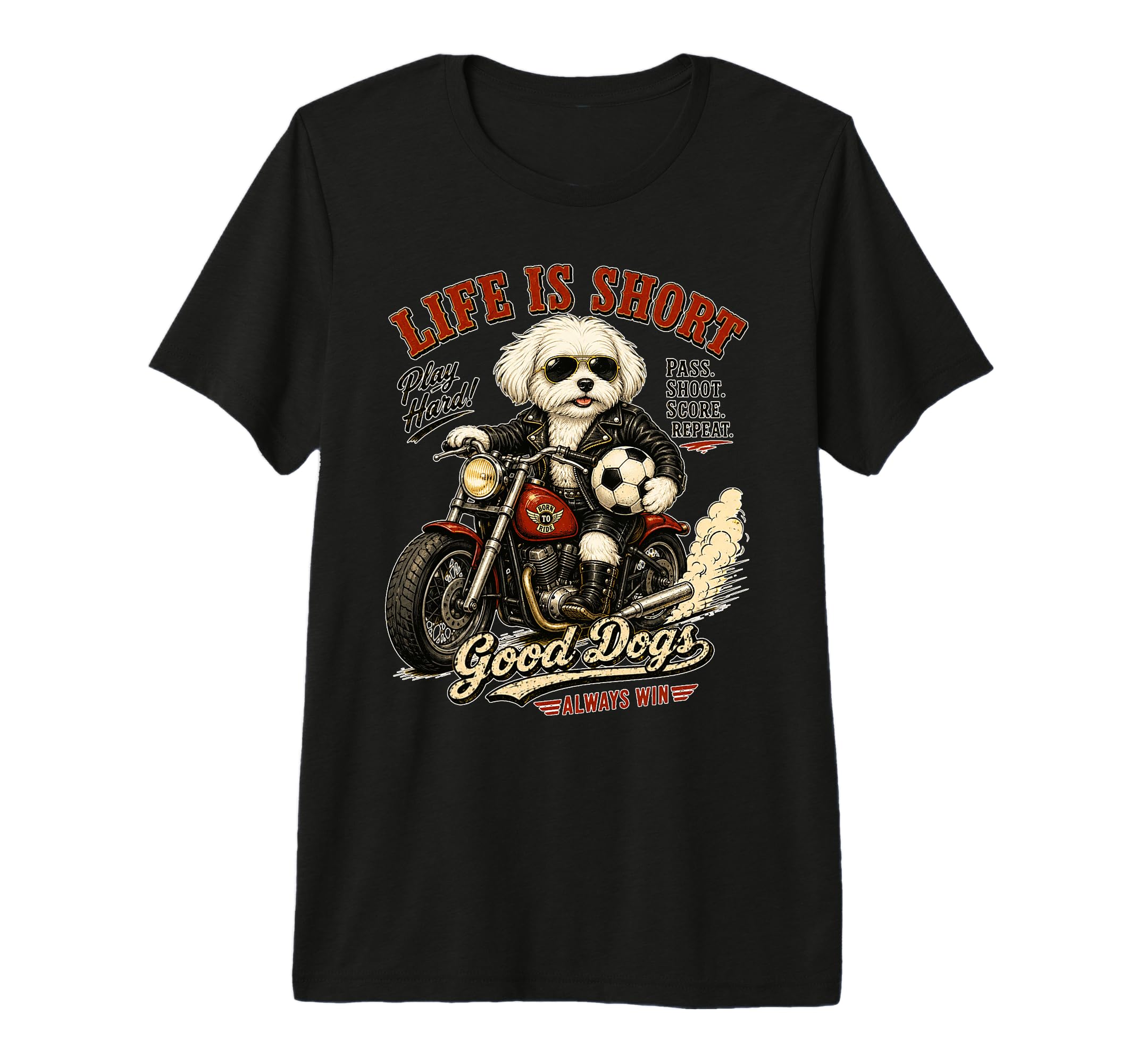Maltese Motorbike Love Footbal Soccer T-Shirt - Trendy Graphic for Adults - T-Shirt, Sweatshirt, Hoodie