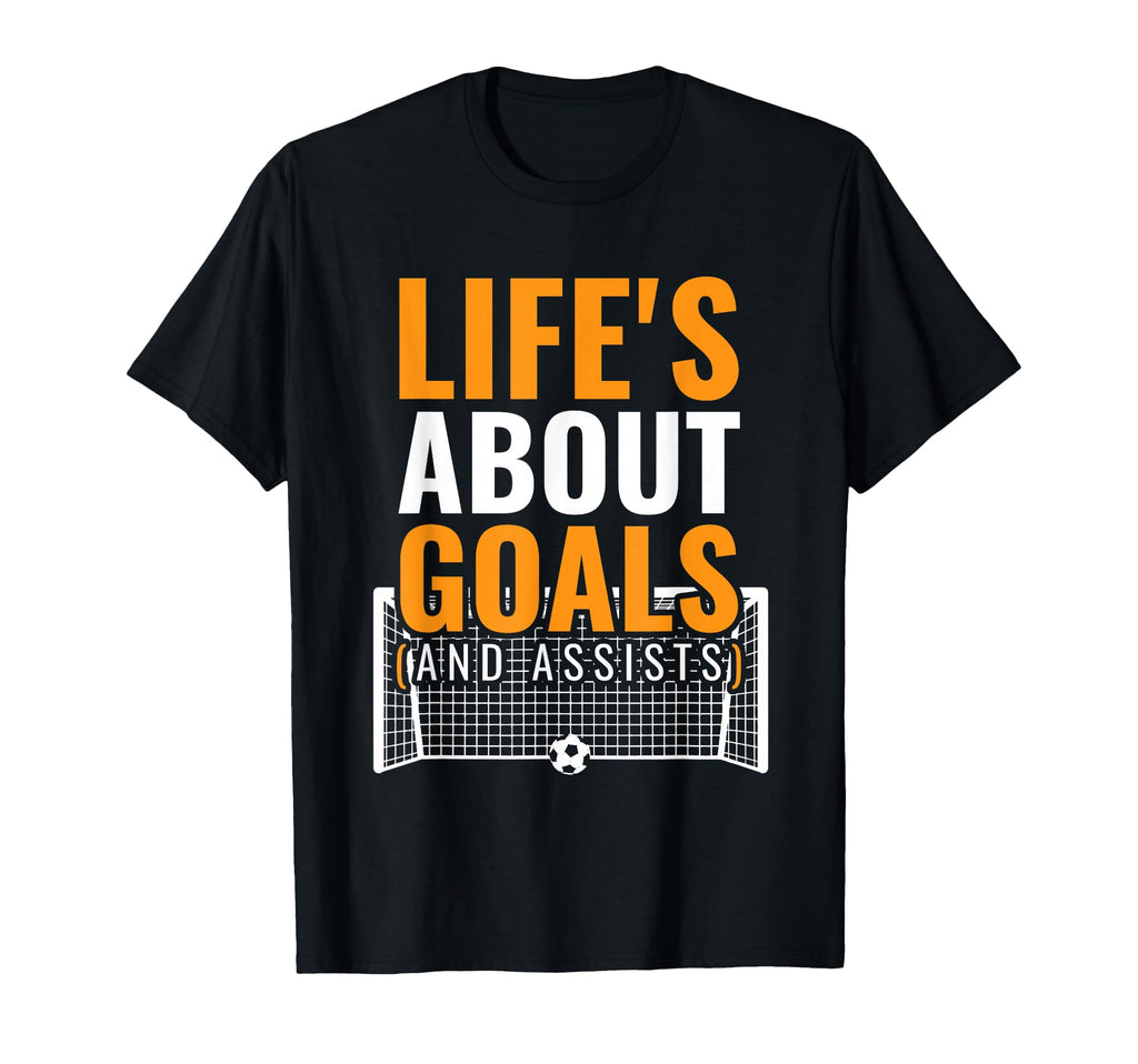 Lifes About Goals And Assists Goal Net T-Shirt - Unique Graphic for Adults - T-Shirt, Sweatshirt, Hoodie