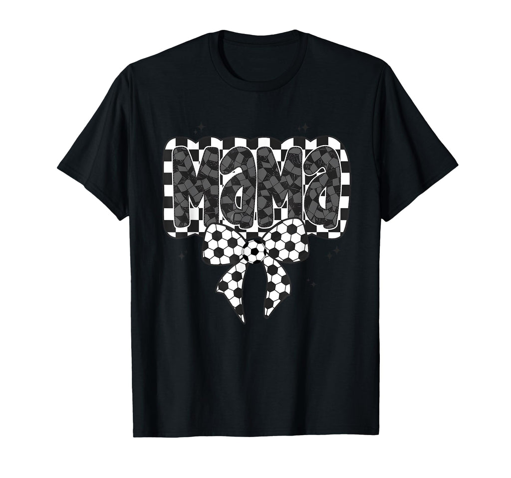 Mono Checkred Soccer Mama Bow White T-Shirt - Aesthetic Graphic for Adults - T-Shirt, Sweatshirt, Hoodie