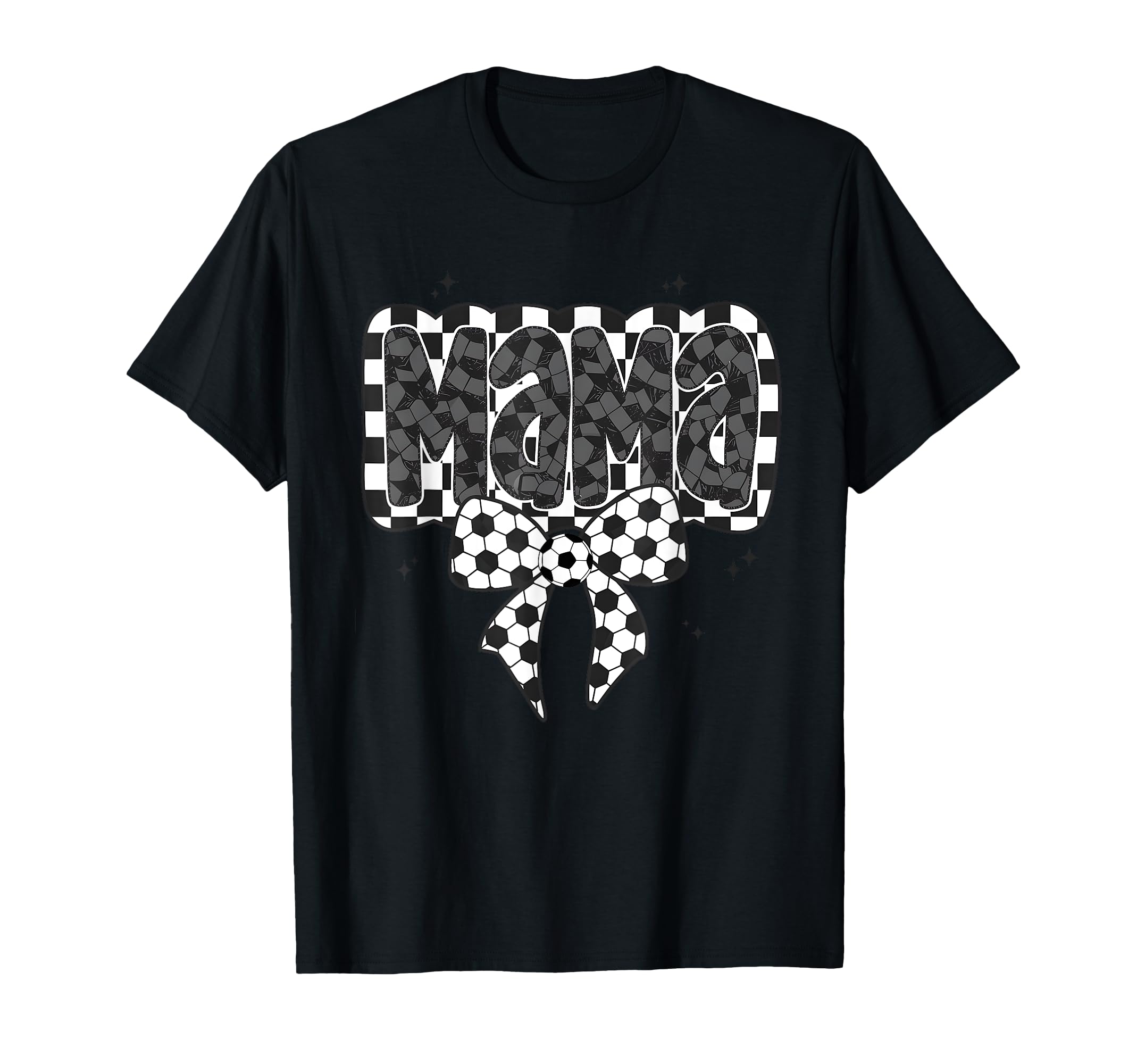 Mono Checkred Soccer Mama Bow White T-Shirt - Aesthetic Graphic for Adults - T-Shirt, Sweatshirt, Hoodie