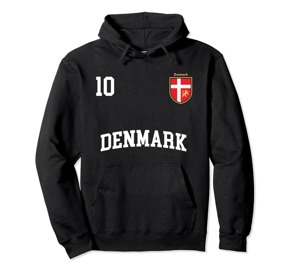 Denmark Soccer No 10 Danish Flag Team Hoodie - Minimalist Print for Adults - T-Shirt, Sweatshirt, Hoodie