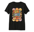 Peace Love Soccer 60S 70S Hippie Soccer T-Shirt - Trendy Graphic Unisex - T-Shirt, Sweatshirt, Hoodie