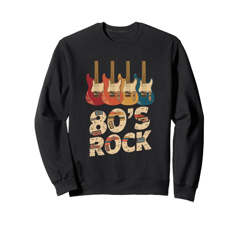 80S Rock Rock Band Guitar Sweatshirt - Minimalist Print for Adults - T-Shirt, Sweatshirt, Hoodie